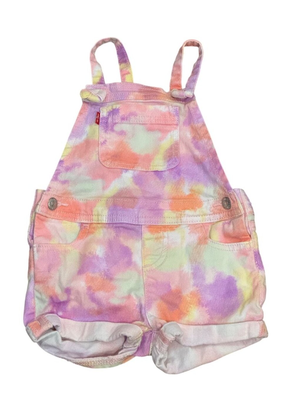 Levis Tie-Dye Baby Shortall Overalls 18M Pink & Multicolor